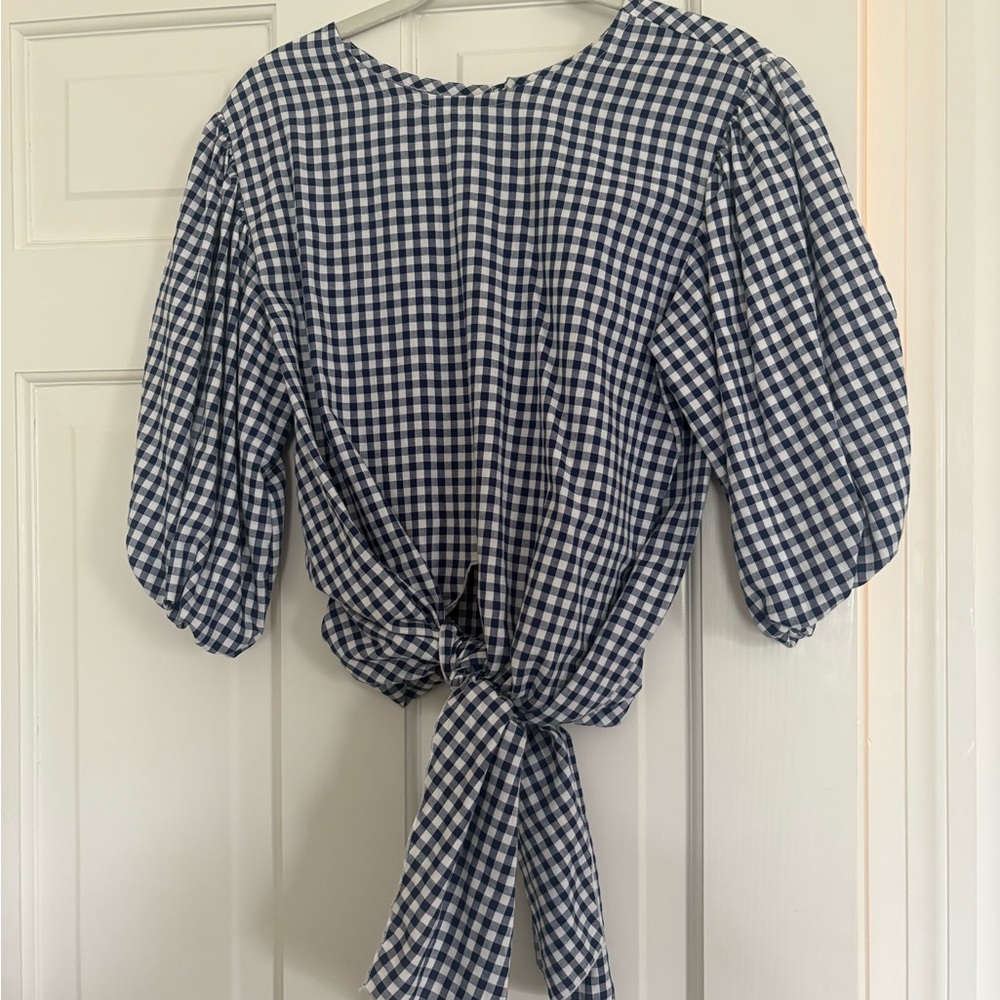 Blue Gingham Women's Top
